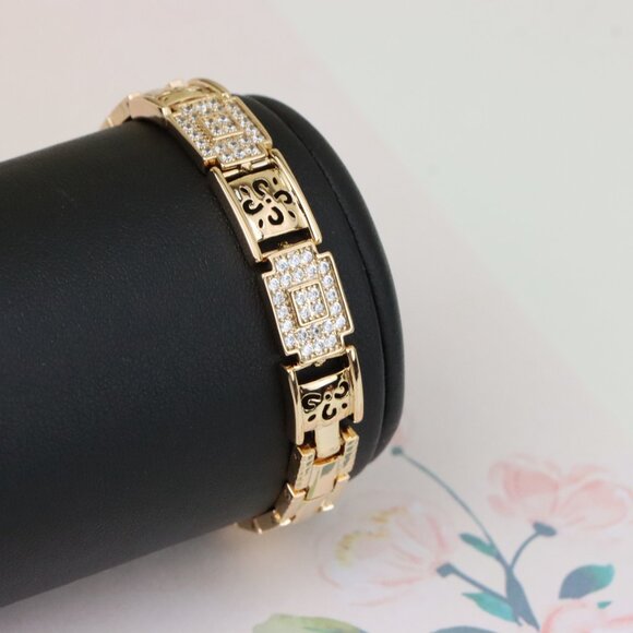 "Rose Gold Plated Designer Bracelet with Intricate Square Accents, XPBL0947 - Picture 5 of 12